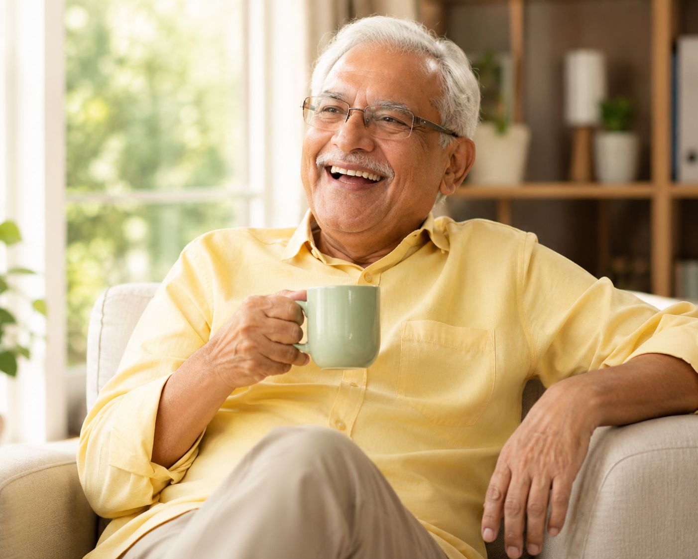 A senior enjoying a joyful moment