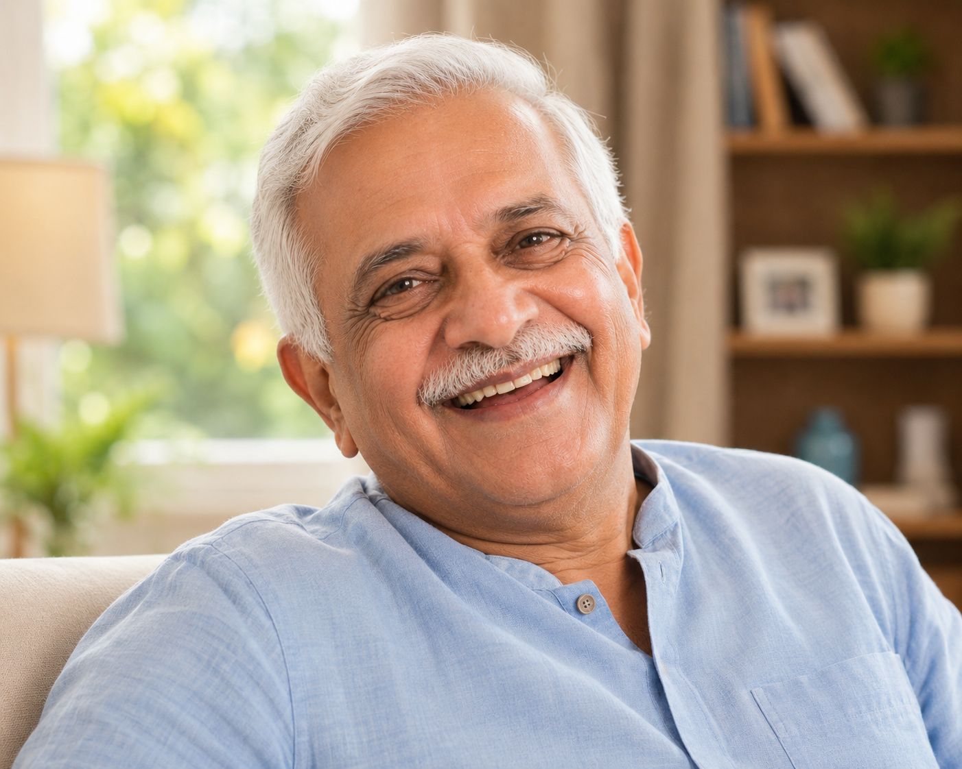 A smiling senior, close-up